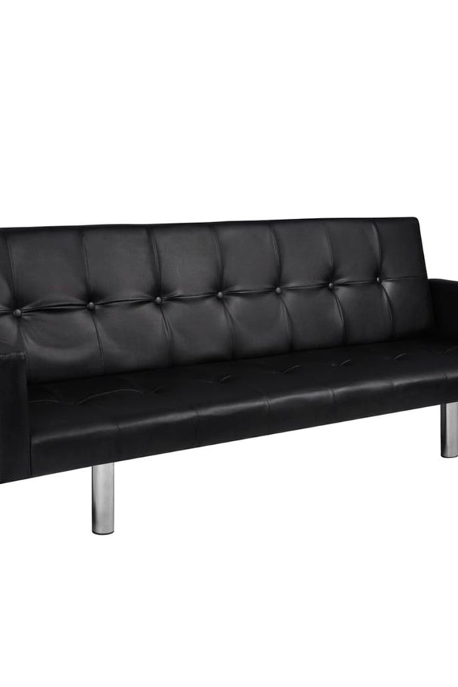 Sofa Bed With Armrest Lounge Seating Artificial Leather Black/White-vidaXL-Black-Urbanheer
