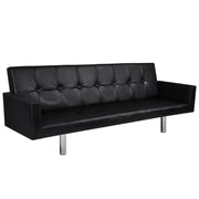 Sofa Bed With Armrest Lounge Seating Artificial Leather Black/White-vidaXL-Black-Urbanheer