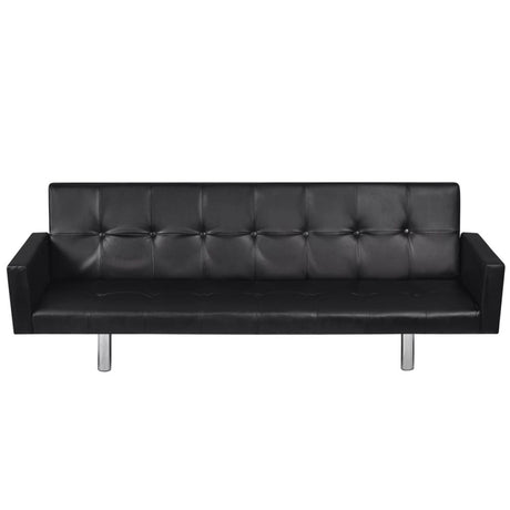 Sofa Bed with Armrest Lounge Seating Artificial Leather Black/White