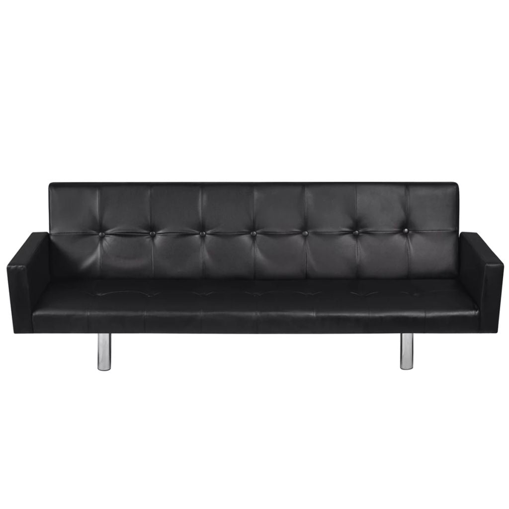 Sofa Bed With Armrest Lounge Seating Artificial Leather Black/White-vidaXL-Black-Urbanheer