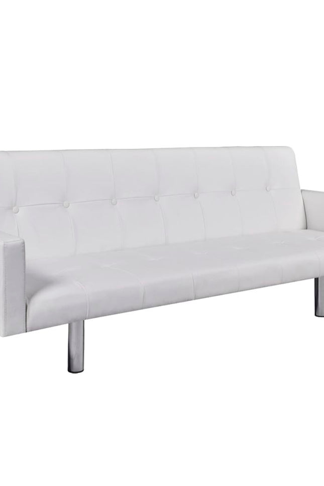 Sofa Bed With Armrest Lounge Seating Artificial Leather Black/White-vidaXL-White-Urbanheer