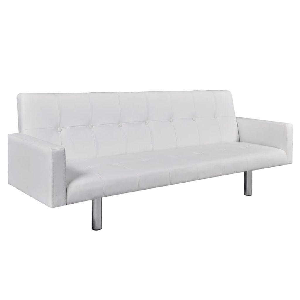 Sofa Bed With Armrest Lounge Seating Artificial Leather Black/White-vidaXL-Black-Urbanheer