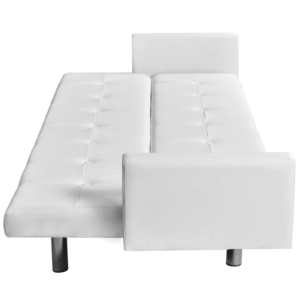 Sofa Bed With Armrest Lounge Seating Artificial Leather Black/White-vidaXL-Black-Urbanheer