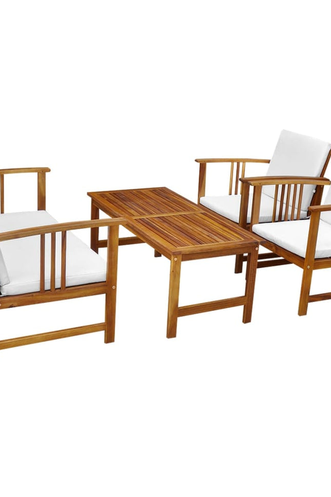 4 Piece Patio Lounge Set With Cushions Solid Acacia Wood