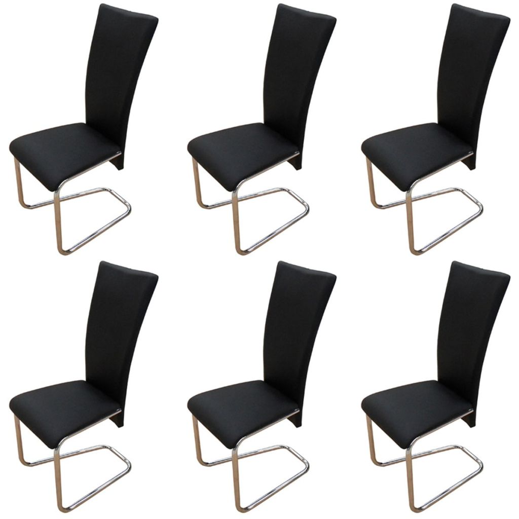 Dining Chairs 6 Pcs Black Faux Leather-vidaXL-Urbanheer