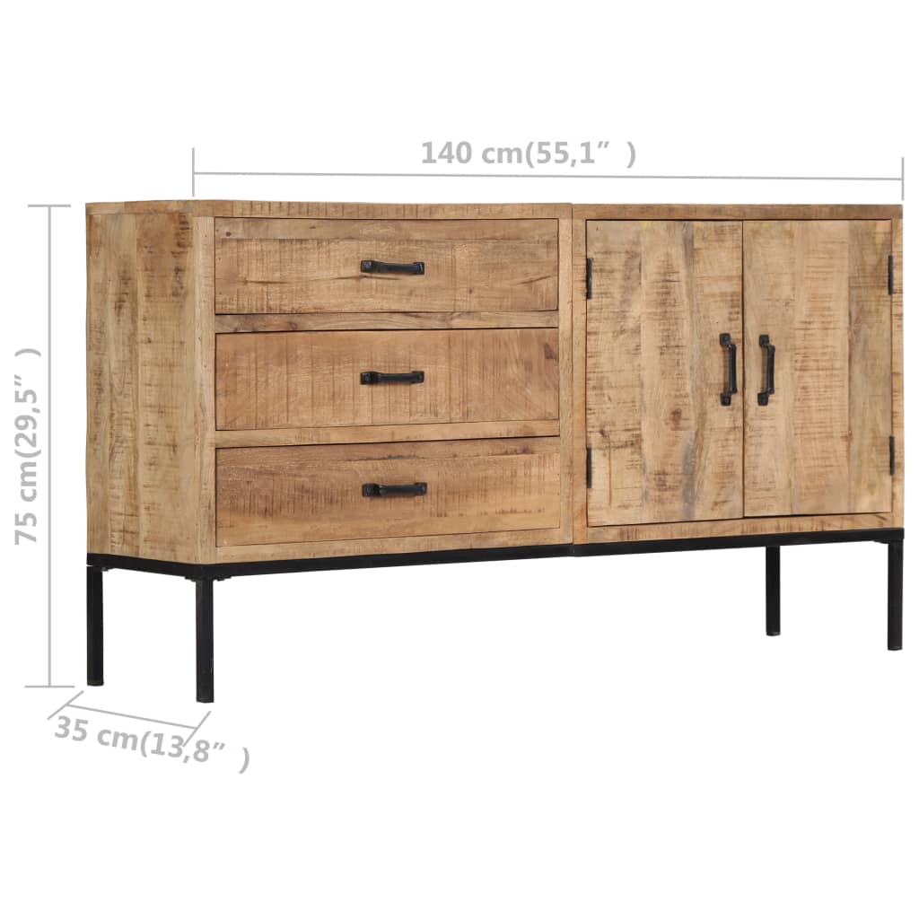 Vidaxl Sideboard 55.1"X13.8"X29.5" Solid Mango Wood-Furniture > Cabinets & Storage > Buffets & Sideboards-vidaXL-Urbanheer