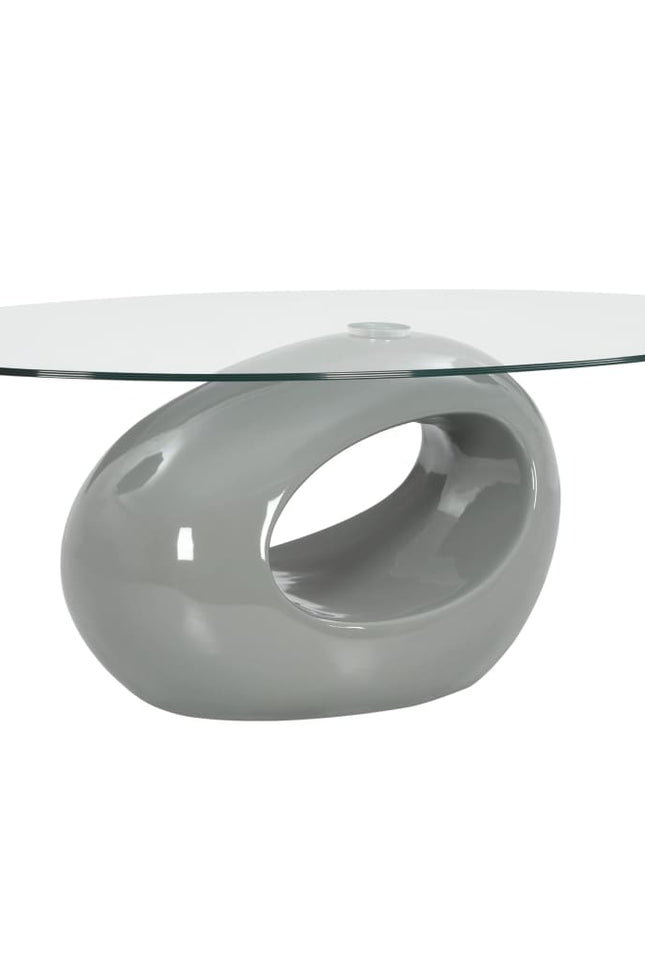 Coffee Table with Oval Glass Top Accent End Side Table Multi Colors-vidaXL-Gray-Urbanheer