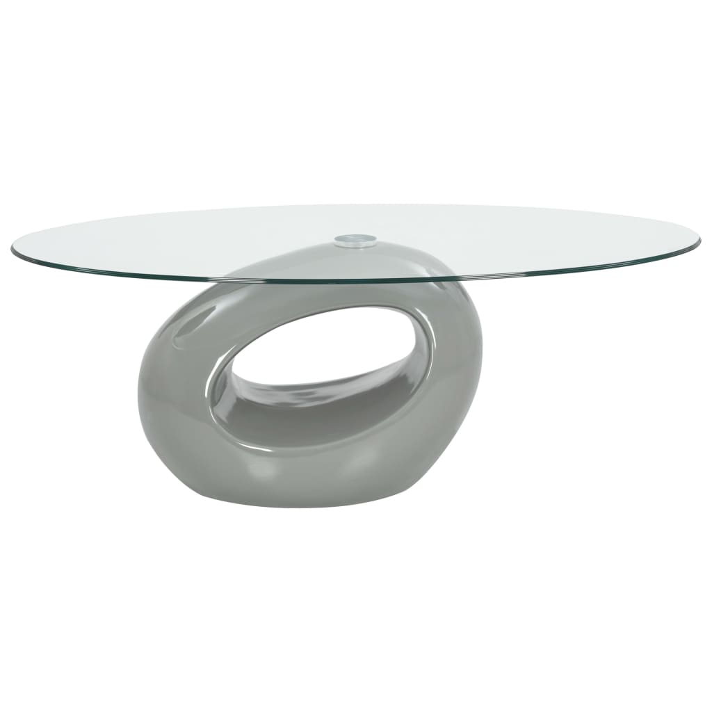 Coffee Table with Oval Glass Top Accent End Side Table Multi Colors-vidaXL-Gray-Urbanheer