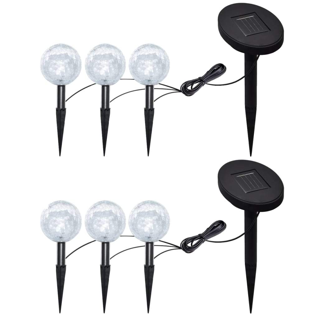 3/6X Solar Bowl Led Garden Lights With Spike Anchors & Solar Panel-vidaXL-6-Urbanheer
