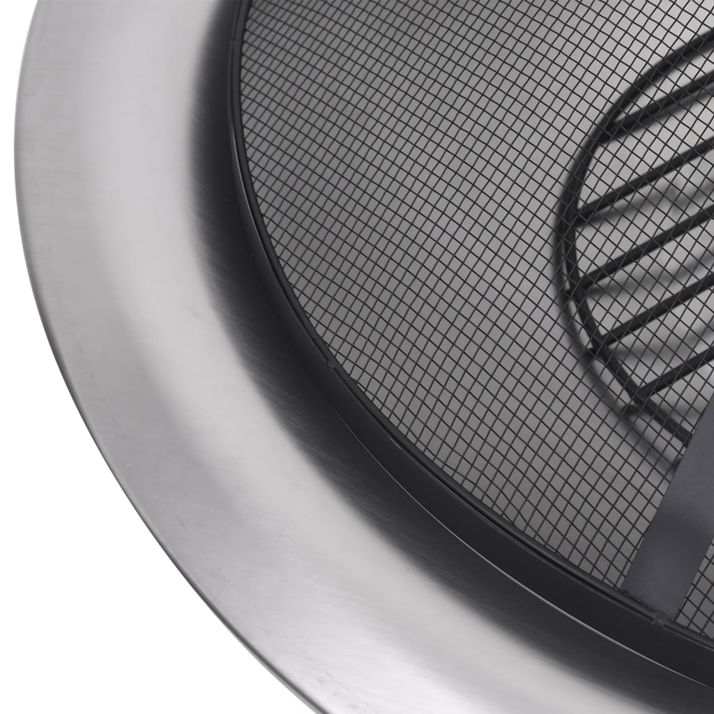 Outdoor Fire Pit With Grill Stainless Steel 29.9"-vidaXL-Urbanheer