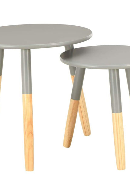 2X Solid Pinewood Side Tables Wooden Coffee Sofa Tables Multi Colors-vidaXL-Gray-Urbanheer