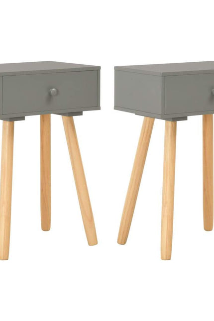 2x Solid Pinewood Side Tables Telephone Stand Storage Multi Colors