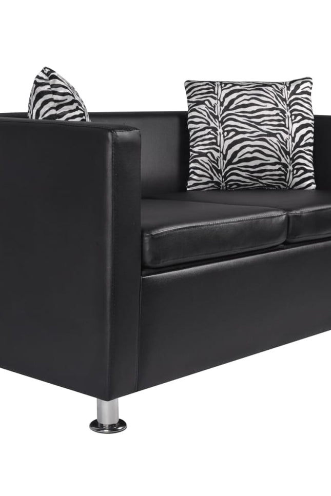 Sofa Set 2-Seater And 3-Seater Black Faux Leather-vidaXL-Urbanheer