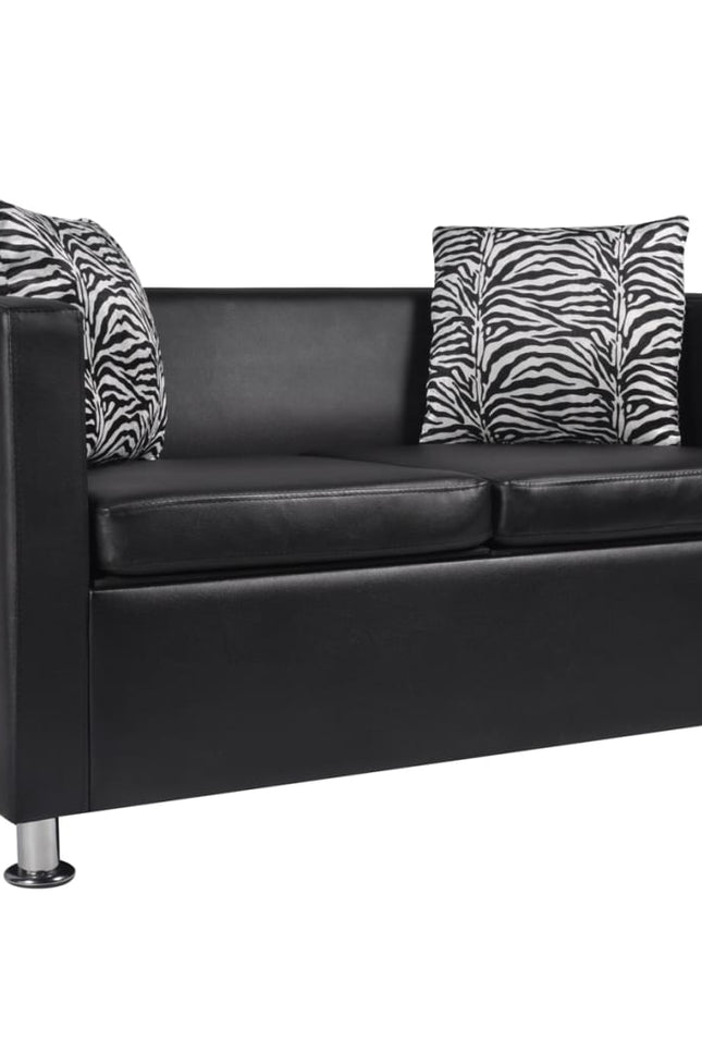 Sofa Set Armchair 2-Seater 3-Seater Black Faux Leather-vidaXL-Urbanheer