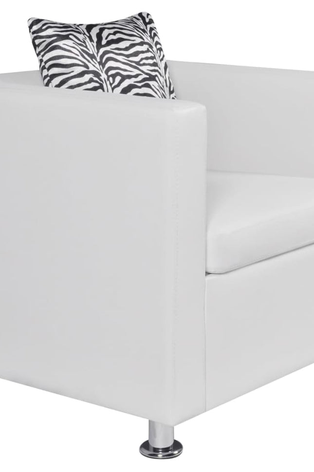 Sofa Set Armchair And 2-Seater White Faux Leather-vidaXL-Urbanheer