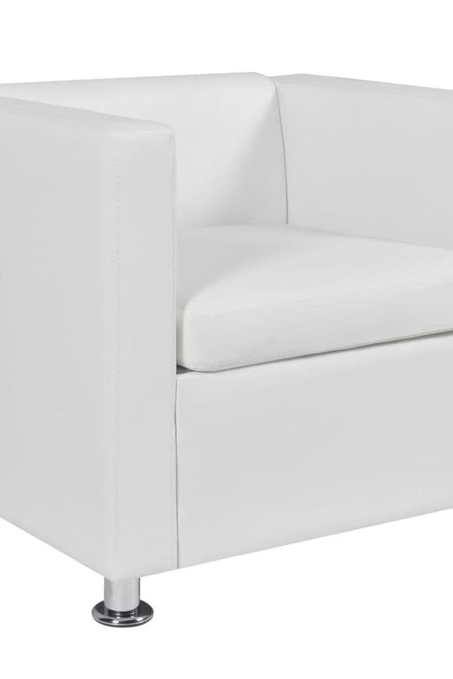 Sofa Set Armchair And 2-Seater White Faux Leather-vidaXL-Urbanheer