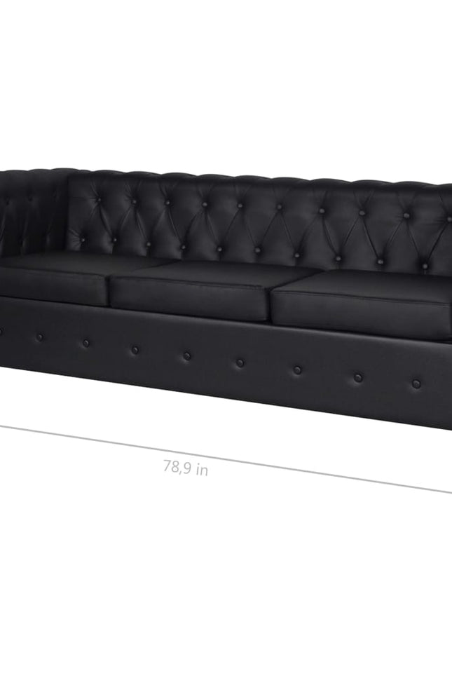 Chesterfield Sofa Set 2-Seater And 3-Seater Black Faux Leather-vidaXL-Urbanheer