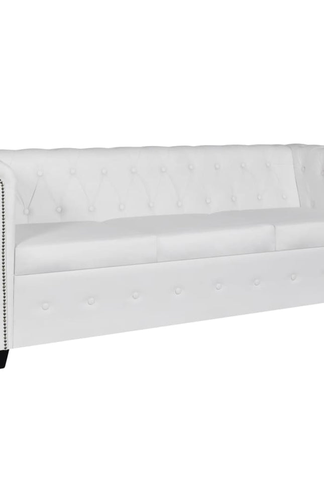 Chesterfield Sofa Set 2-Seater And 3-Seater White Faux Leather-vidaXL-Urbanheer
