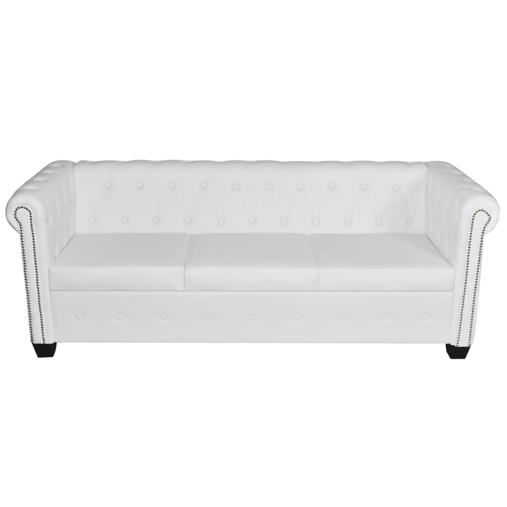 Chesterfield Sofa Set 2-Seater And 3-Seater White Faux Leather-vidaXL-Urbanheer