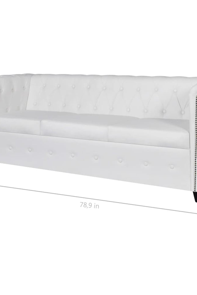 Chesterfield Sofa Set 2-Seater And 3-Seater White Faux Leather-vidaXL-Urbanheer
