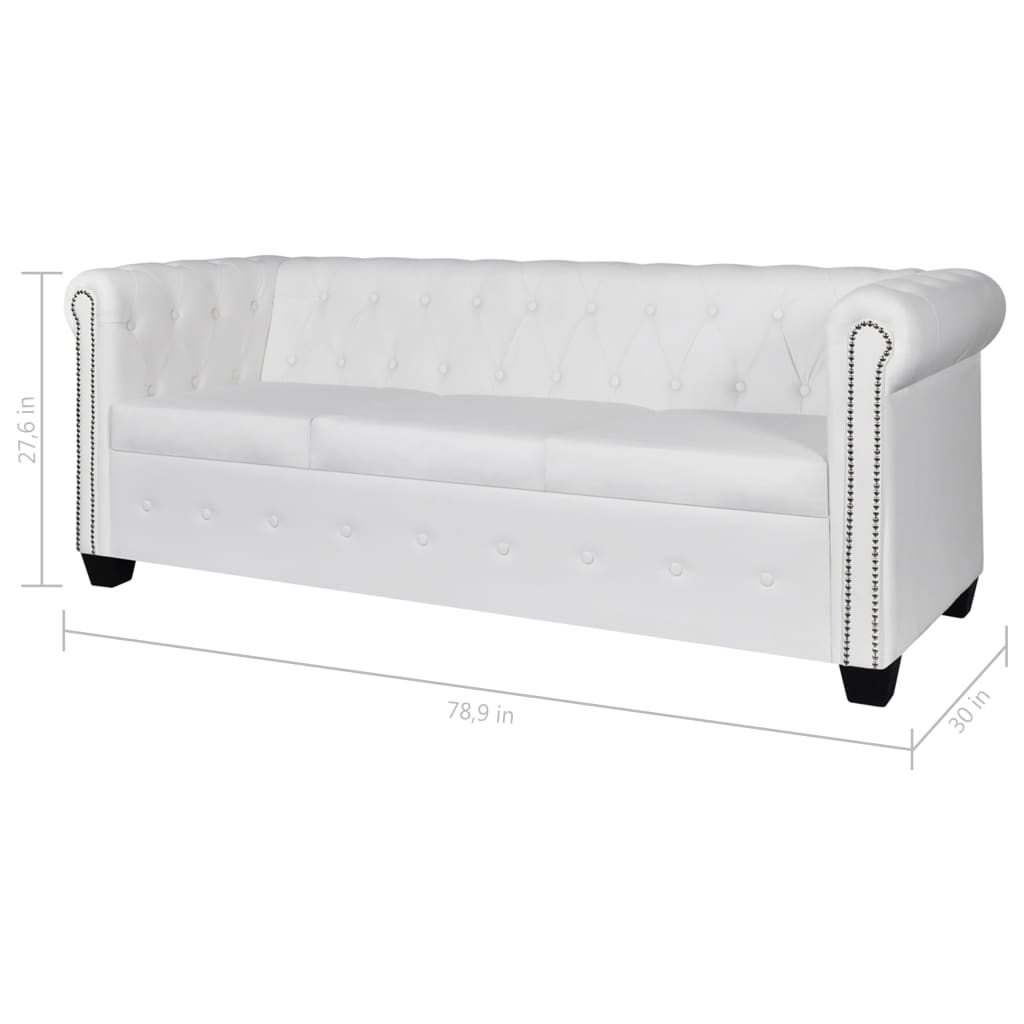 Chesterfield Sofa Set 2-Seater And 3-Seater White Faux Leather-vidaXL-Urbanheer