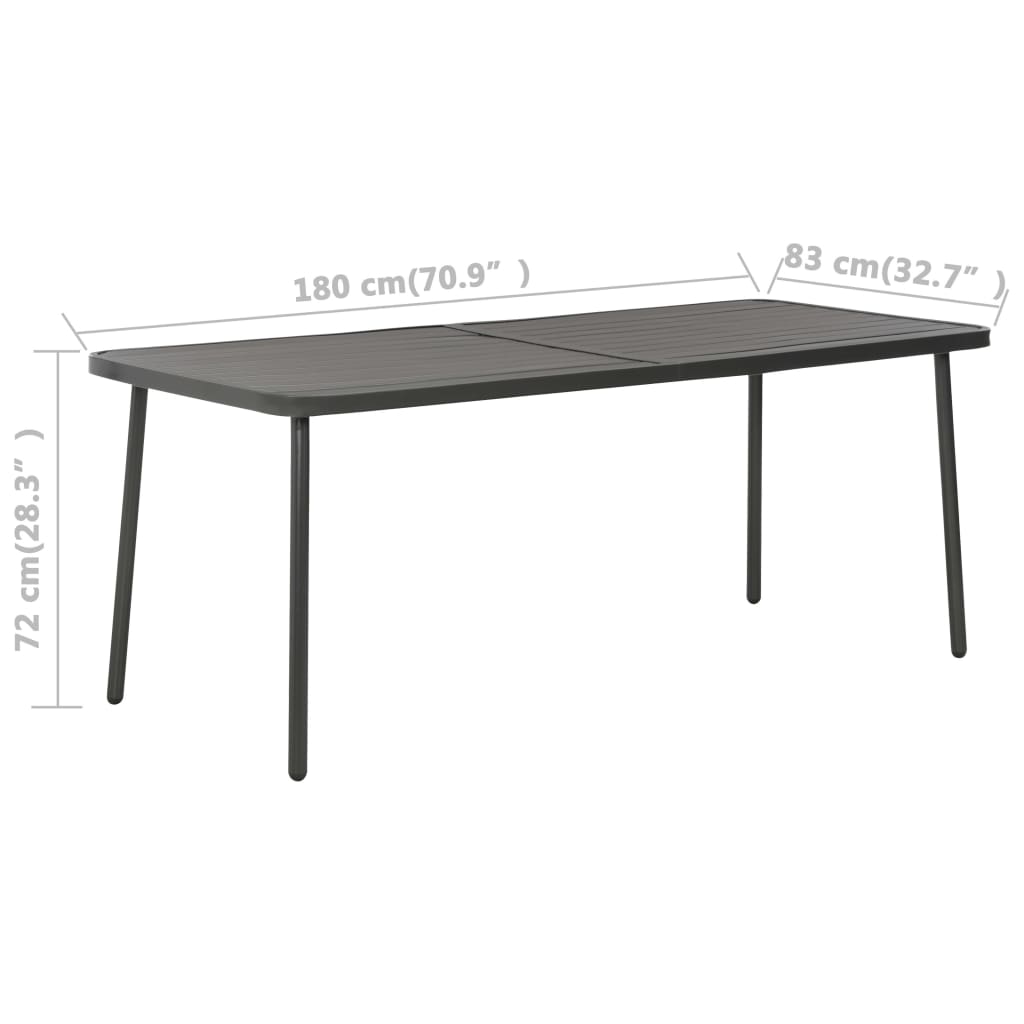 Vidaxl Patio Table Dark Gray 70.9"X32.7"X28.3" Steel-Furniture > Outdoor Furniture > Outdoor Tables-vidaXL-Urbanheer