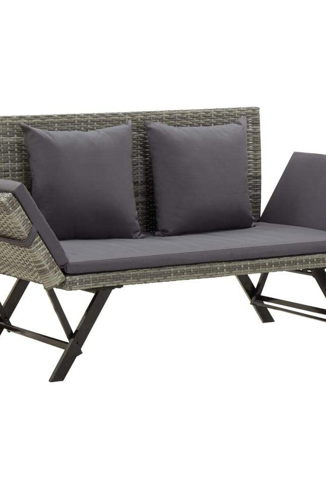 Garden Bench With Cushions Poly Rattan Outdoor Sun Bed Multi Colors-vidaXL-Gray-Urbanheer