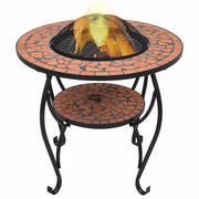 Mosaic Fire Pit Table 26.8" Ceramic Fireplace Heater Multi Designs-vidaXL-Terracotta-Urbanheer