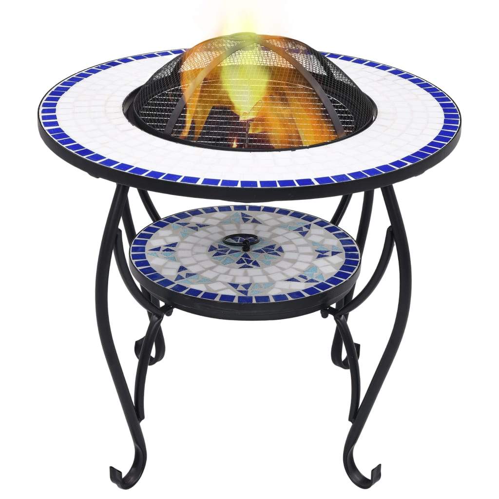 Mosaic Fire Pit Table 26.8" Ceramic Fireplace Heater Multi Designs-vidaXL-Blue-Urbanheer