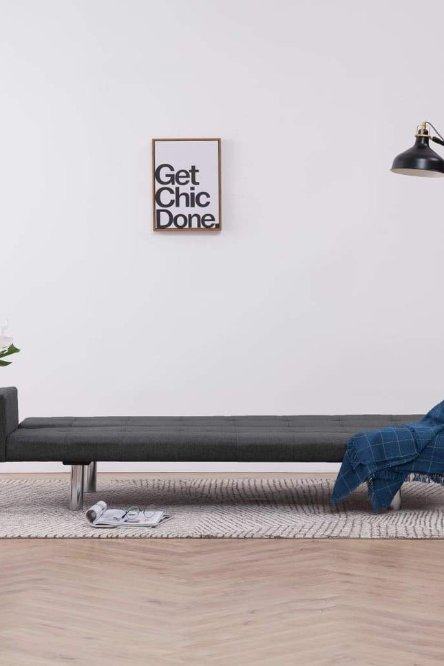 Sofa Bed With Armrest Dark Gray Fabric-vidaXL-Urbanheer
