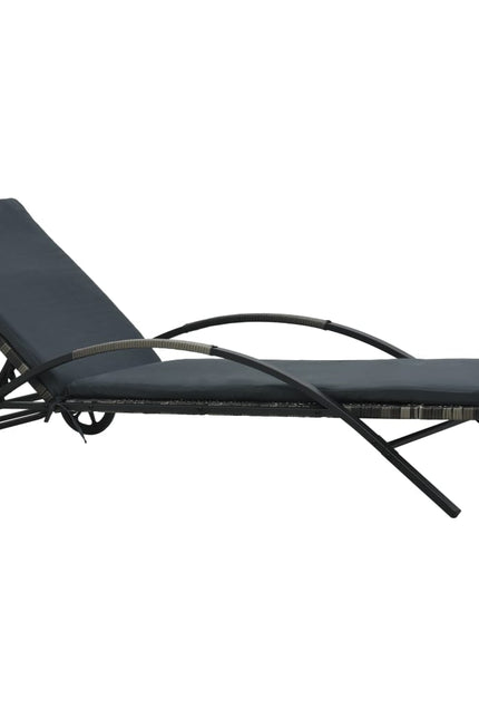 Sun Lounger Poly Rattan Outdoor Bed Chaise Seating Garden Multi Colors-vidaXL-Anthracite-Urbanheer