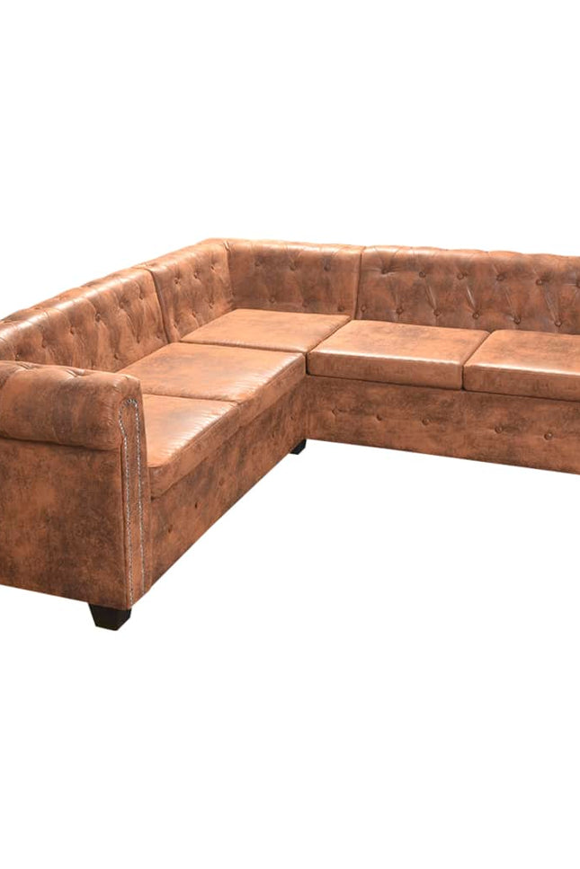 Chesterfield Corner Sofa 5-Seater Faux Leather Couch Seat Multi Colors-vidaXL-Urbanheer