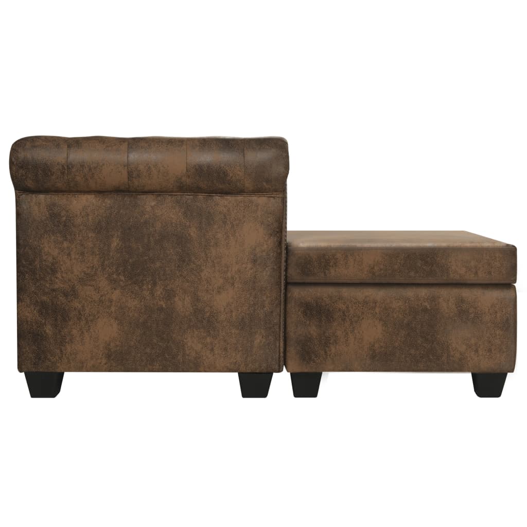 L-Shaped Chesterfield Sofa Artificial Leather Seat Brown/Black/White-vidaXL-Brown-Urbanheer