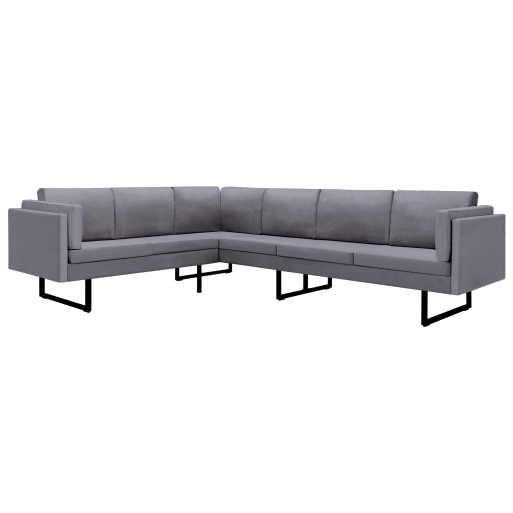 Corner Sofa L-Shaped Fabric Steel Chaise Lounge Loveseat Multi Colors-vidaXL-light gray-Urbanheer