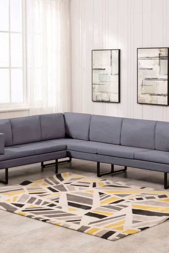 Corner Sofa L-Shaped Fabric Steel Chaise Lounge Loveseat Multi Colors-vidaXL-light gray-Urbanheer