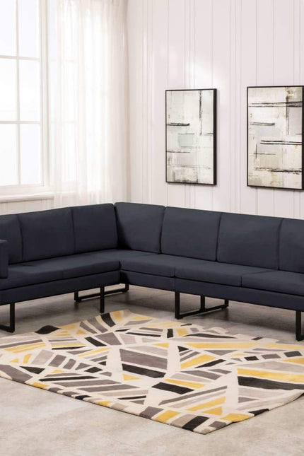 Corner Sofa L-Shaped Fabric Steel Chaise Lounge Loveseat Multi Colors-vidaXL-gray-Urbanheer