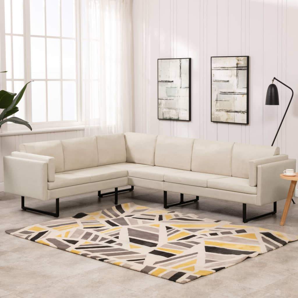 Corner Sofa L-Shaped Fabric Steel Chaise Lounge Loveseat Multi Colors-vidaXL-light gray-Urbanheer