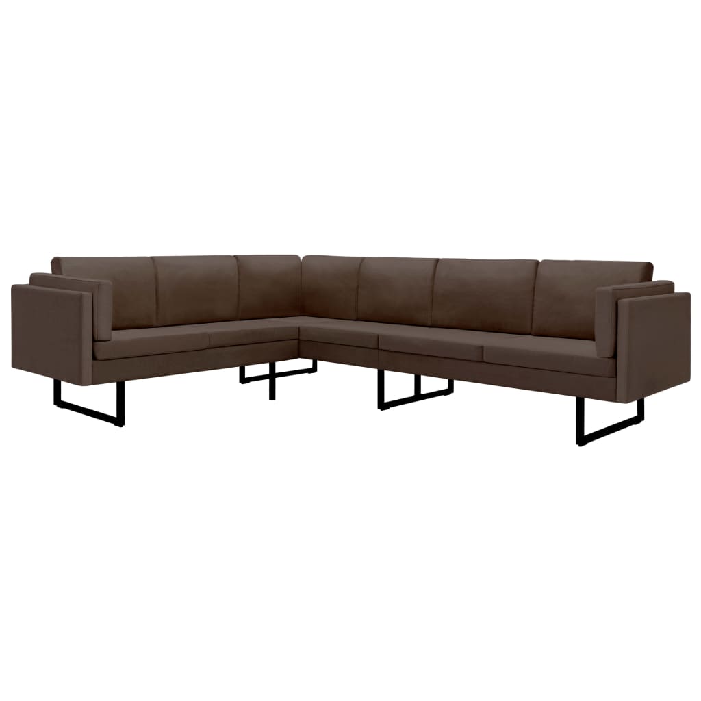 Corner Sofa L-Shaped Fabric Steel Chaise Lounge Loveseat Multi Colors-vidaXL-Taupe-Urbanheer