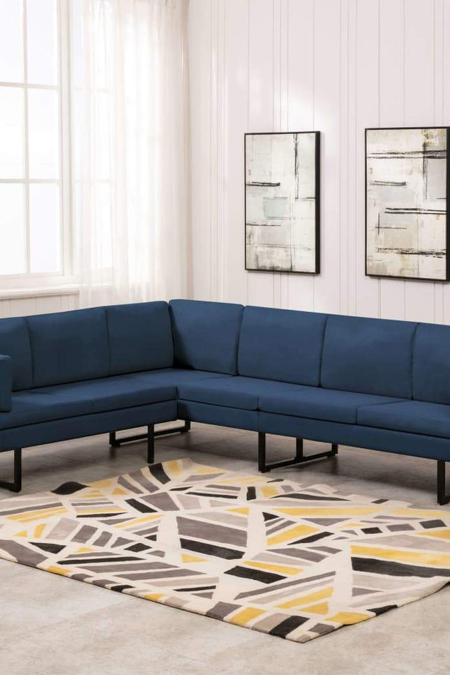 Corner Sofa L-Shaped Fabric Steel Chaise Lounge Loveseat Multi Colors-vidaXL-Urbanheer