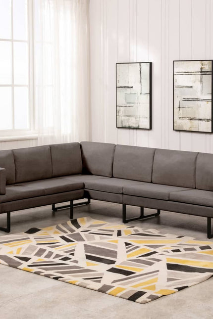Corner Sofa L-Shaped Fabric Steel Chaise Lounge Loveseat Multi Colors-vidaXL-Taupe-Urbanheer