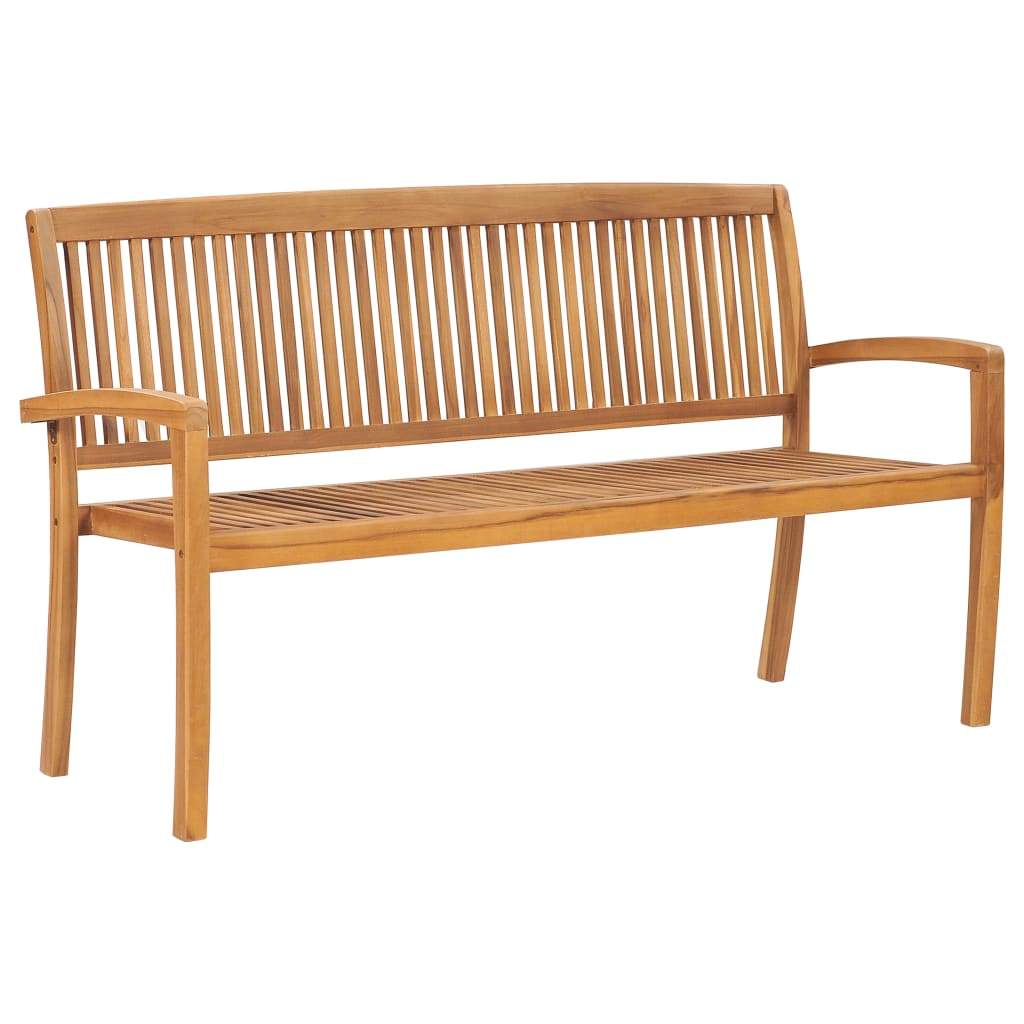 Solid Teak Wood 2-Seater Stacking Garden Bench Lounge Seat 50.6"/62.6"-vidaXL-50.6"/ 2-Urbanheer
