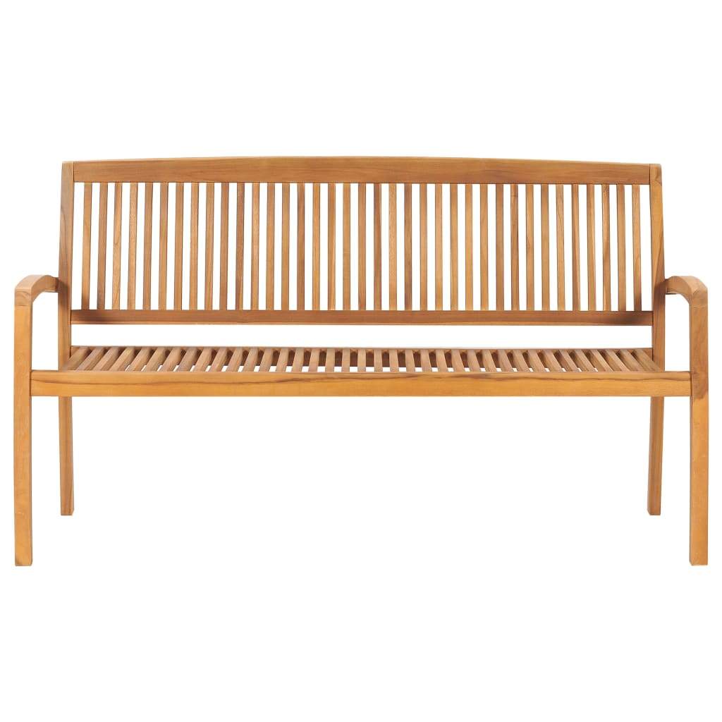 Solid Teak Wood 2-Seater Stacking Garden Bench Lounge Seat 50.6"/62.6"-vidaXL-50.6"/ 2-Urbanheer
