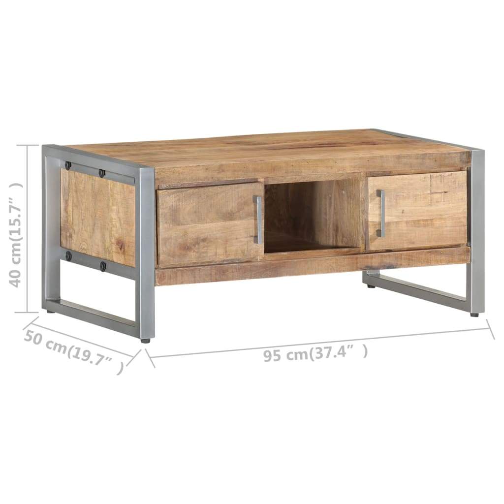 Vidaxl Coffee Table 37.4"X19.7"X15.7" Rough Mango Wood-Furniture > Tables > Accent Tables > Coffee Tables-vidaXL-Urbanheer