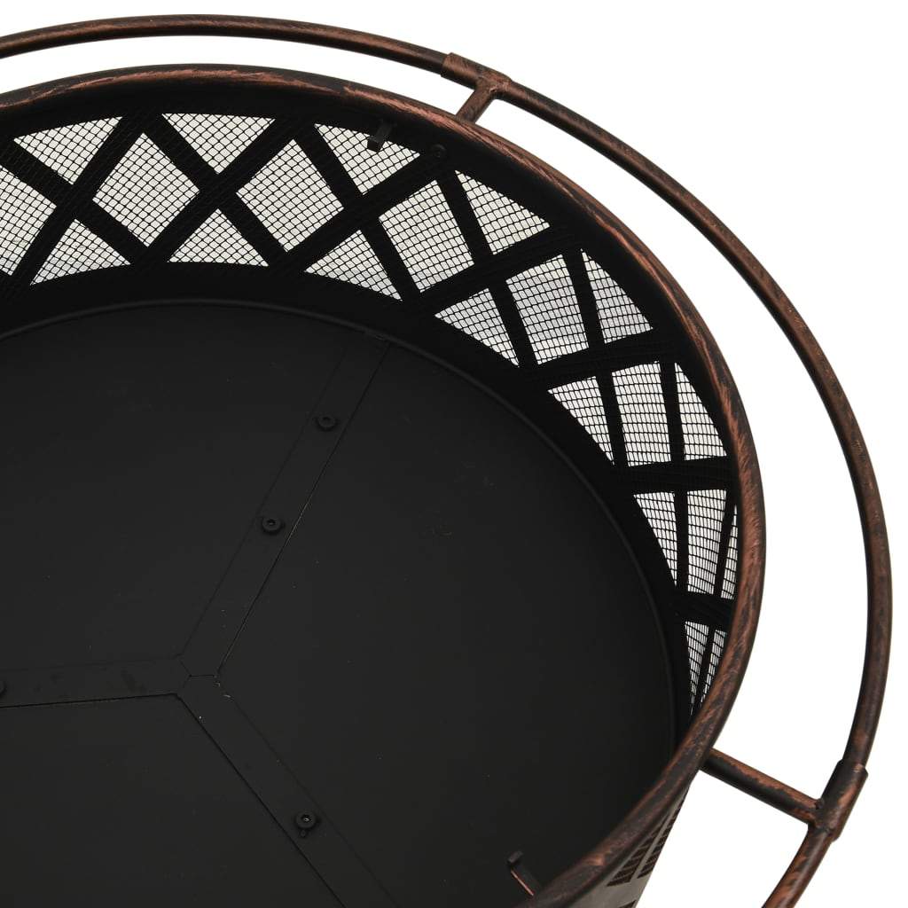 Rustic Fire Pit With Poker 29.9 Xxl Steel"-vidaXL-Urbanheer
