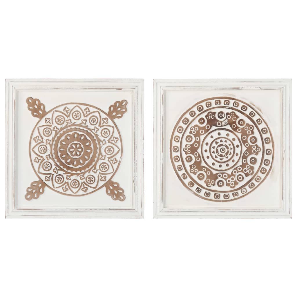 Hand-Carved Wall Panels 2 Pcs Mdf 15.7"X15.7"X0.6"-vidaXL-Urbanheer