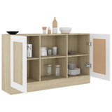 Sideboard White and Sonoma Oak 47.2"x12"x27.6" Chipboard