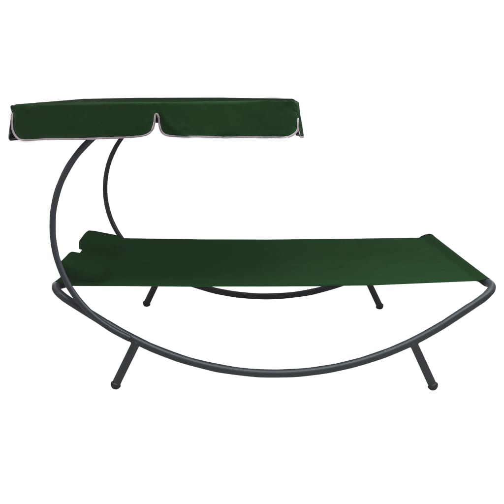 Outdoor Lounge Bed With Canopy And Pillows Garden Seating Multi Colors-vidaXL-Green-Urbanheer