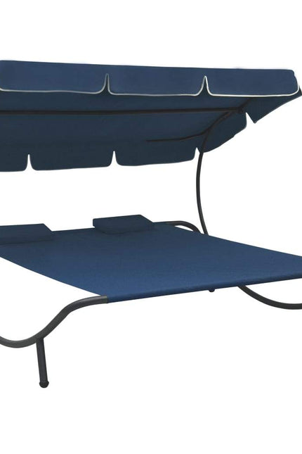 Outdoor Lounge Bed With Canopy And Pillows Garden Seating Multi Colors-vidaXL-Blue-Urbanheer