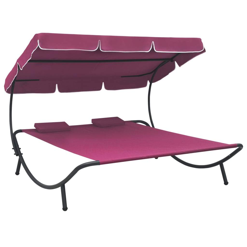 Outdoor Lounge Bed With Canopy And Pillows Garden Seating Multi Colors-vidaXL-Green-Urbanheer