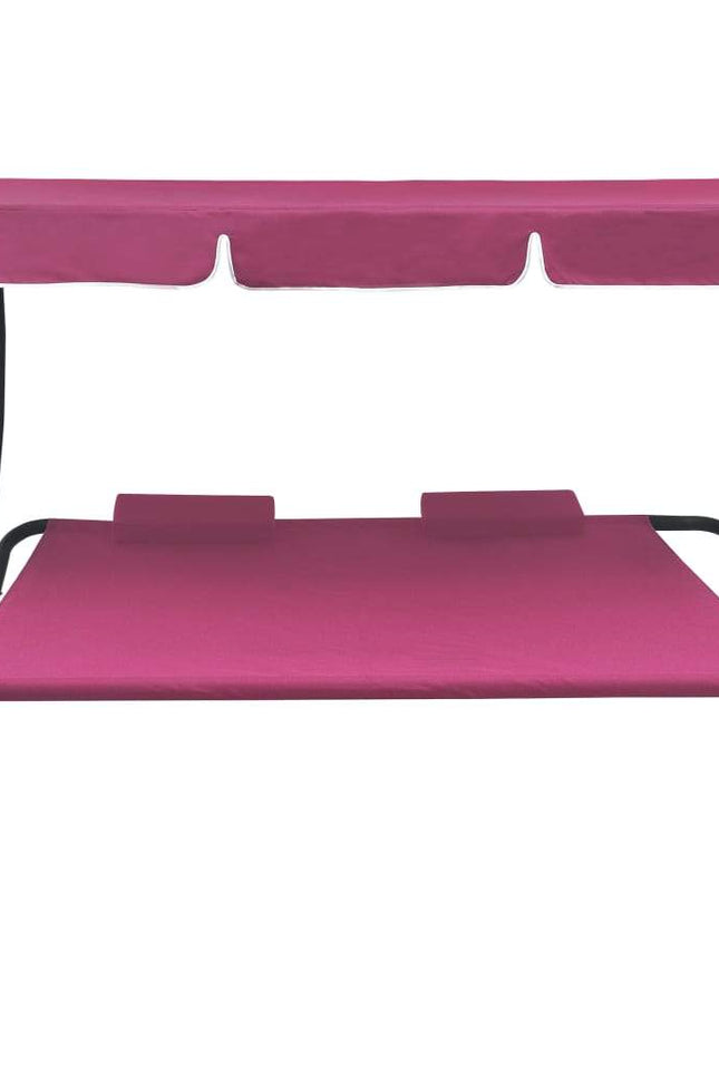 Outdoor Lounge Bed With Canopy And Pillows Garden Seating Multi Colors-vidaXL-Urbanheer